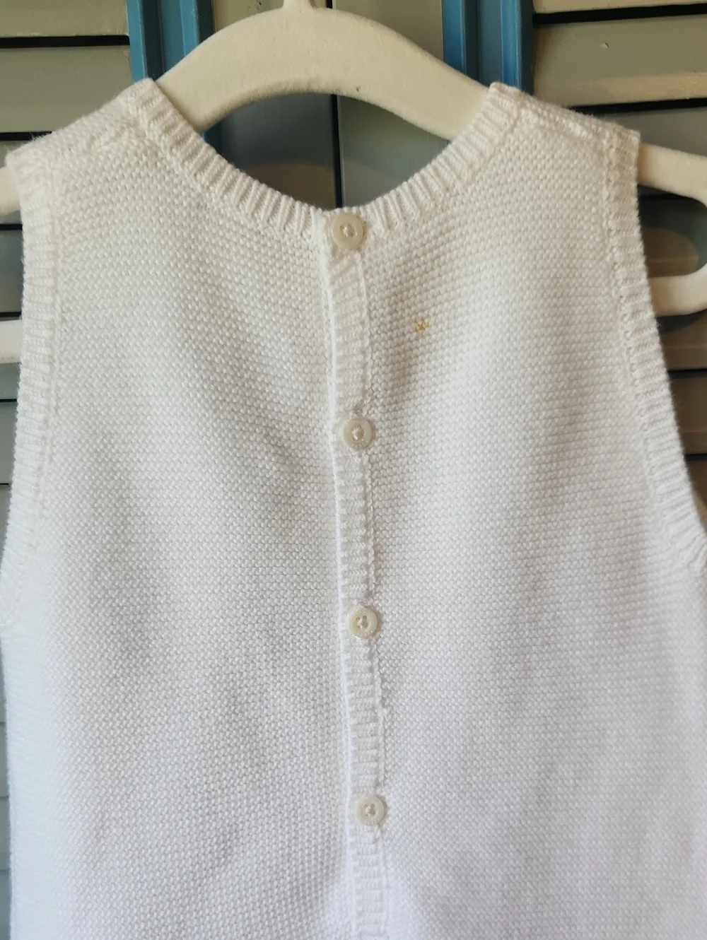 Jacadi Paris Unisex White Knit Baby Romper